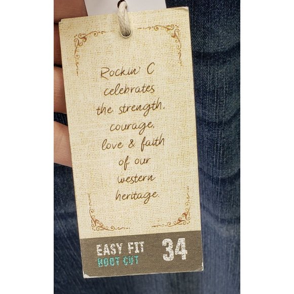 Rockin C Jeans ~ New with tags ~ Distressed Denim Blue ~ Sz 34 - Picture 7 of 11